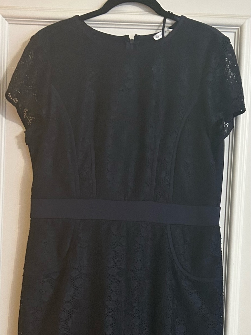 Sandra Darren Black Lace Midi Dress